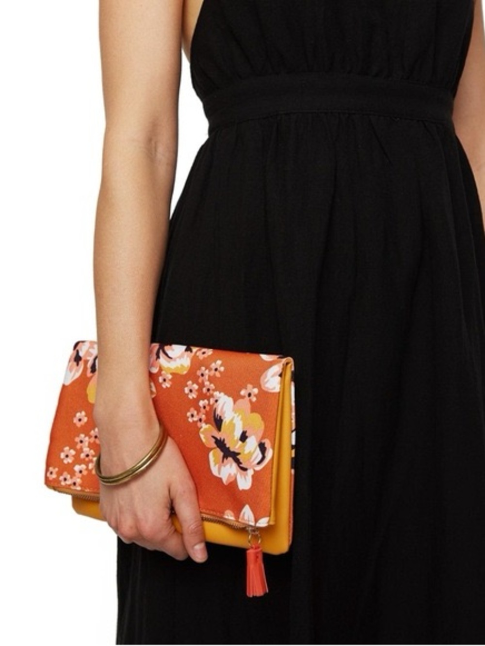 Rachel Pally Orange Floral Reversible Clutch
